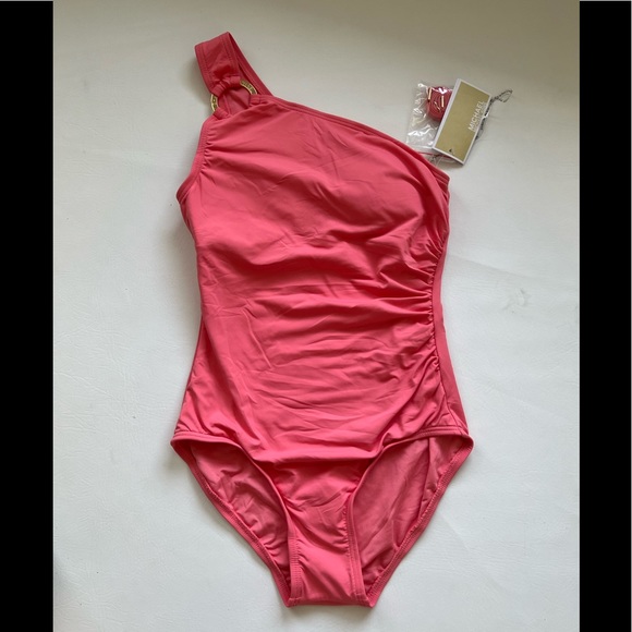 Michael Kors Embellished One-Shoulder Underwire One-Piece Swimsuit - Picture 2 of 4